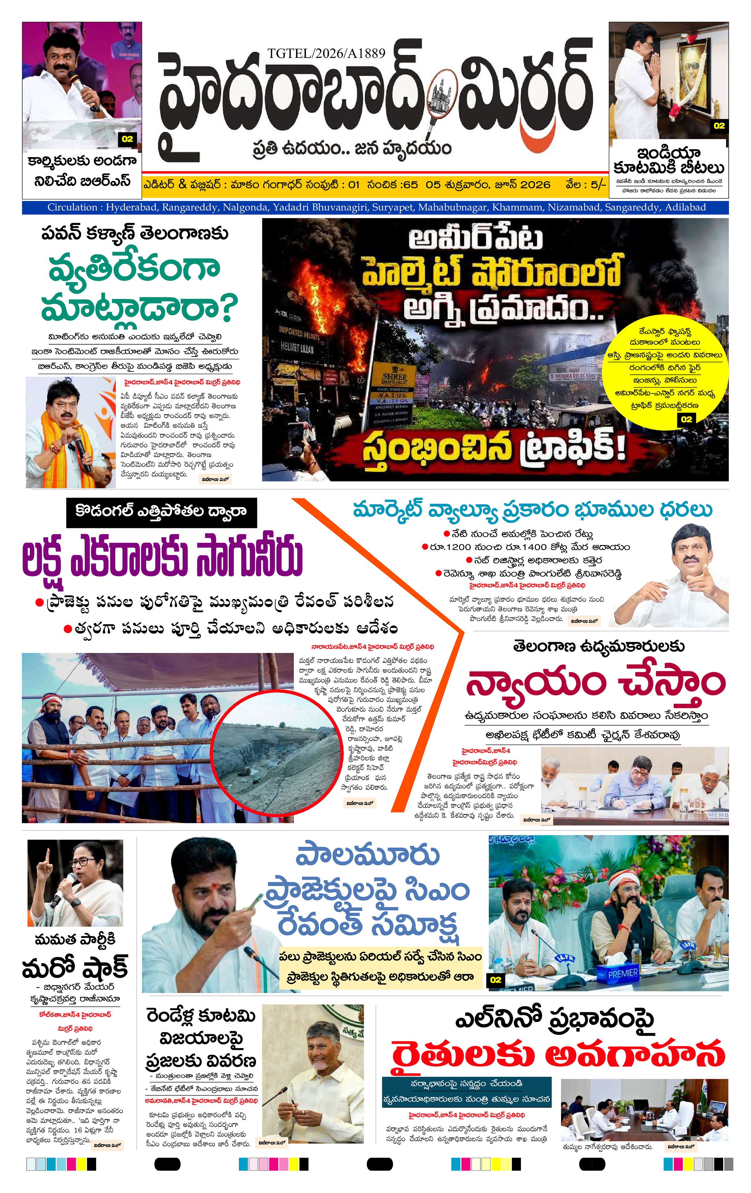 Hyderabad Mirror Telugu Daily News paper