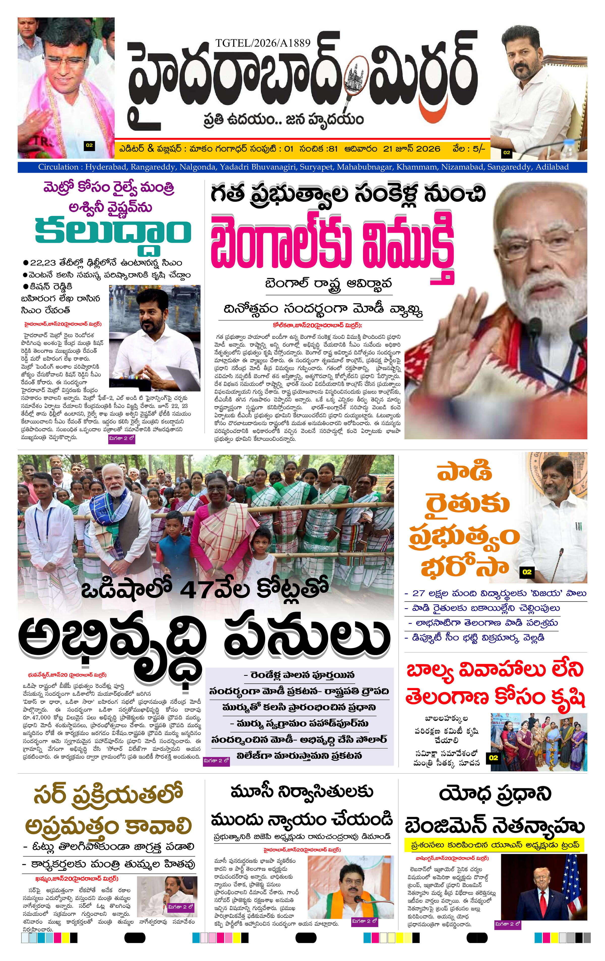 Hyderabad Mirror Telugu Daily Newspaper